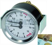 Manometer für Kessel und Pumpe, ø 60 mm Anschluss ** flach **