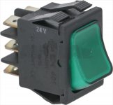 WIPPENSCHALTER 2-POLIG GRÜN 10A 24V