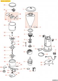 GAGGIA - DOSIERMAHLWERK MD58 COMPACT Explosionszeichnung