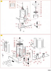 CAMURRI - KAFFEEMASCHINE T3-T5 Explosionszeichnung CAMURRI - KAFFEEMASCHINE T3-T5 Explosionszeichnung