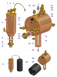 Vibiemme - Super 2B Brühkessel und Horizontaler Dampfkessel Explosionszeichnung