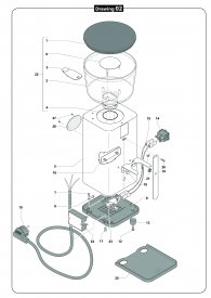 ECM KAFFEEMÜHLE S MANUALE 64 GEHÄUSE Explosionszeichnung