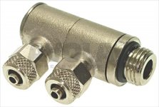 Doppelanschluss Schnellverbinder für 4x6mm Teflonrohr  1/4