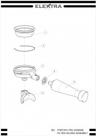 Elektra Sixties 1GR Siebträger 2 Tassen Explosionszeichnung
