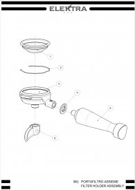 Elektra Sixties 1GR Siebträger 1 Tasse Explosionszeichnung