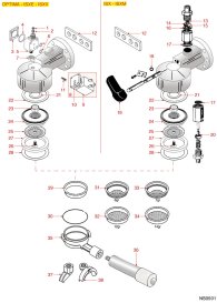 NUOVA SIMONELLI BRÜHGRUPPE OPTIMA-ISXE-ISXV-ISX-ISXM Explosionszeichnung