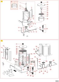 CAMURRI - KAFFEEMASCHINE T3-T5 Explosionszeichnung CAMURRI - KAFFEEMASCHINE T3-T5 Explosionszeichnung