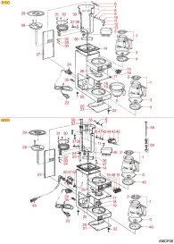 ANIMO - FILTERKAFFEE B100-B200 Explosionszeichnung ANIMO - FILTERKAFFEE B100-B200 Explosionszeichnung